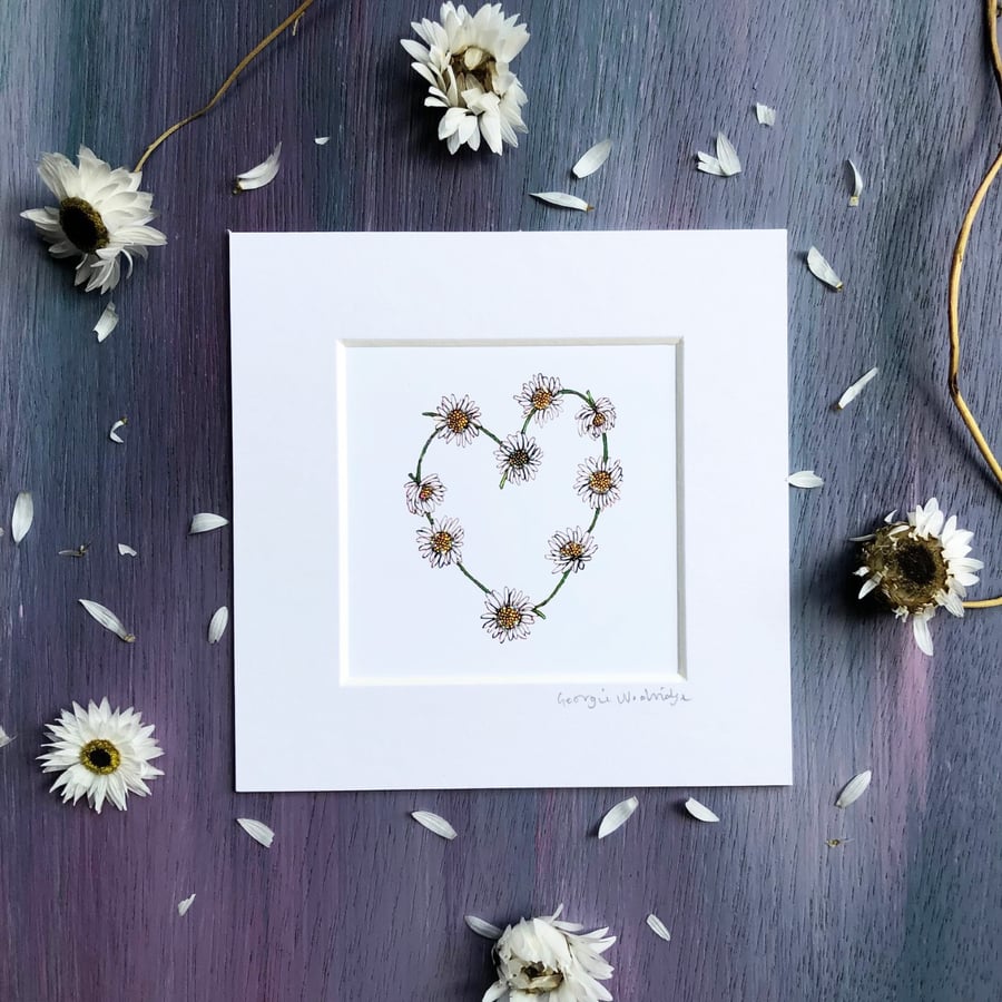 'Daisy Chain' 5" x 5" Mounted Print