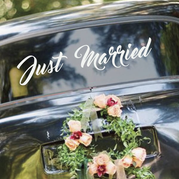 JUST MARRIED Removable Vinyl Wedding Car Decal Sticker (Type 1)