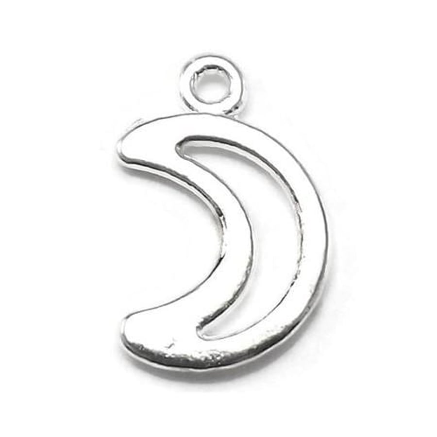 Tibetan Silver Moon Charms - Antique Silver, 17mm - Pack of 50 - Durable for Jew