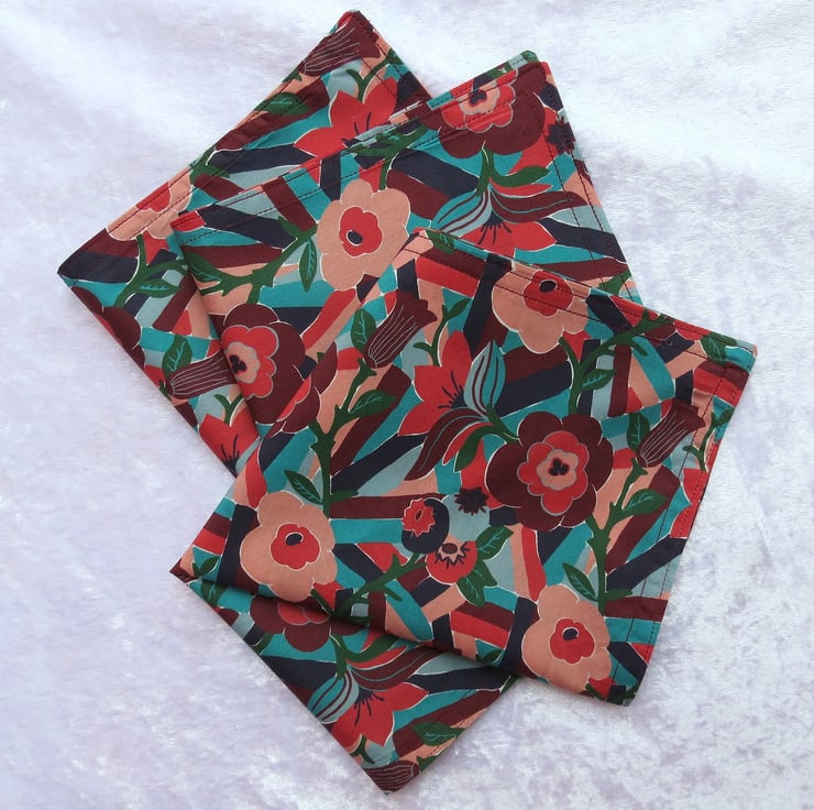 Liberty Lawn napkins, reversible, set of two, d... Folksy