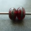 cranberry wrapped lampwork glass beads