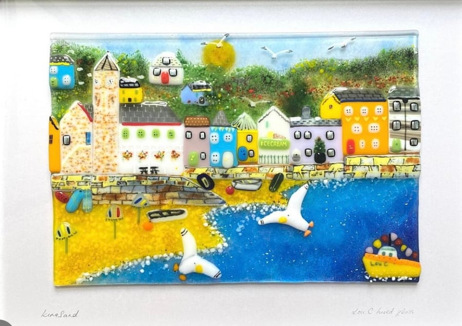 Cornish fused glass landscape( kingsand)