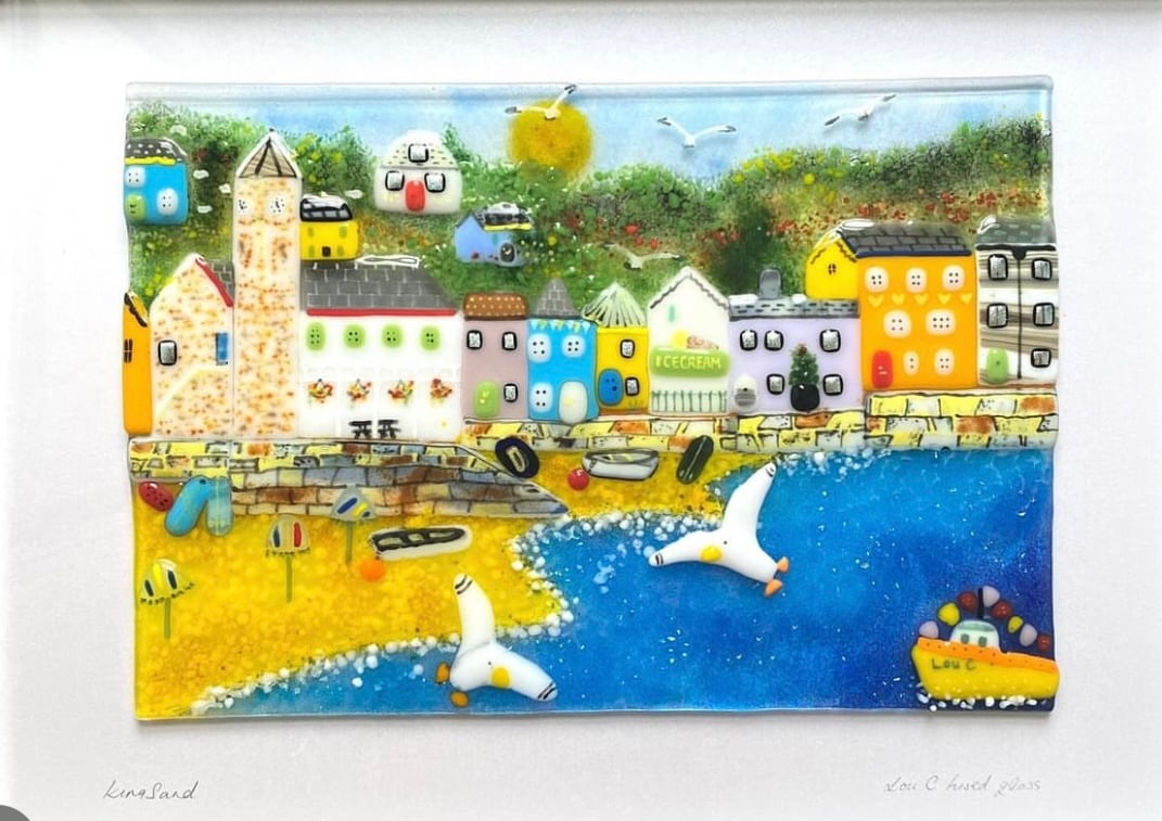 Cornish fused glass landscape( kingsand)