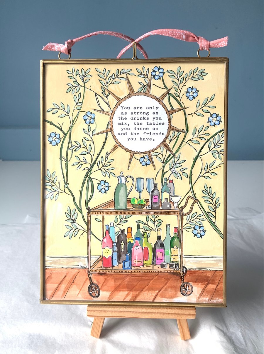 Hand Painted giclee print of my Drinks Trolley Artwork