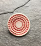 Spotty circles brooch, red glaze, white, porcelain, contemporary - Image 1