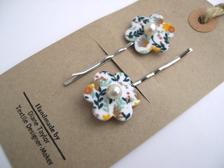 Hardened  Fabric Flower Hairclips
