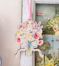 Wooden Watercolour Easter Bunny Floral Hanging Decoration
