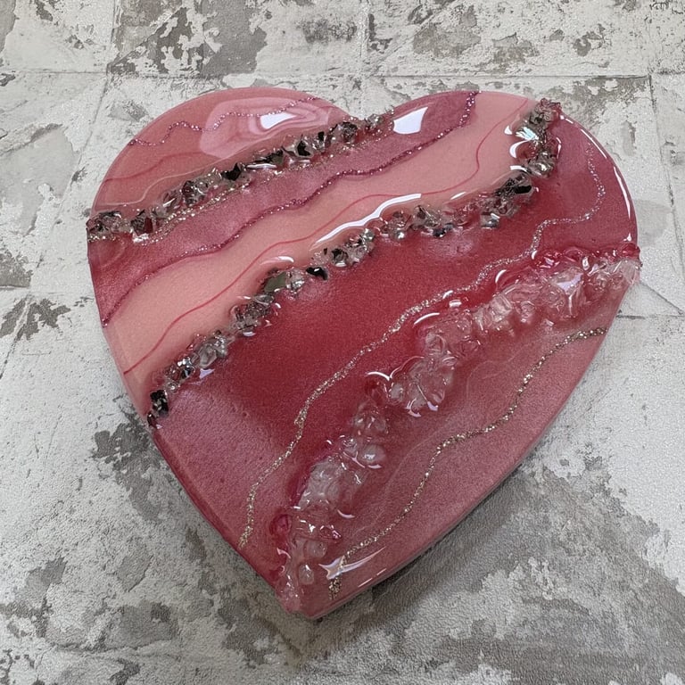 Resin Geode Heart Plaque - made to order