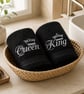 King & Queen Embroidered Hand Towel Set 50x90cm  – Black & Silver - Image 2
