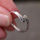 Forged Silver open wrap Ring, Silver Ring with Bubbles Texture, ARC Jewellery