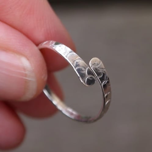 Forged Silver open wrap Ring, Silver Ring with Bubbles Texture, ARC Jewellery