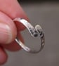 Forged Silver open wrap Ring, Silver Ring with Bubbles Texture, ARC Jewellery
