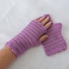 Fingerless Mittens Crocheted in Acrylic Yarn Orchid Pink