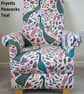 Kids Teal Armchair Fryetts Peacocks Green Children's Chair Girls Floral Seat  - Image 2
