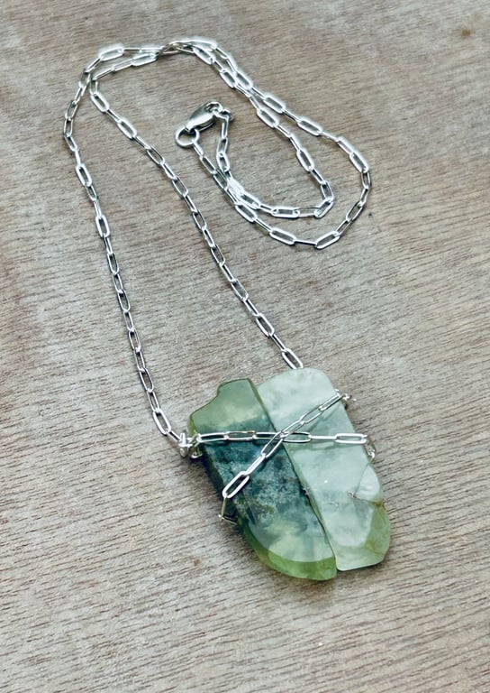 Prehnite and Silver necklace