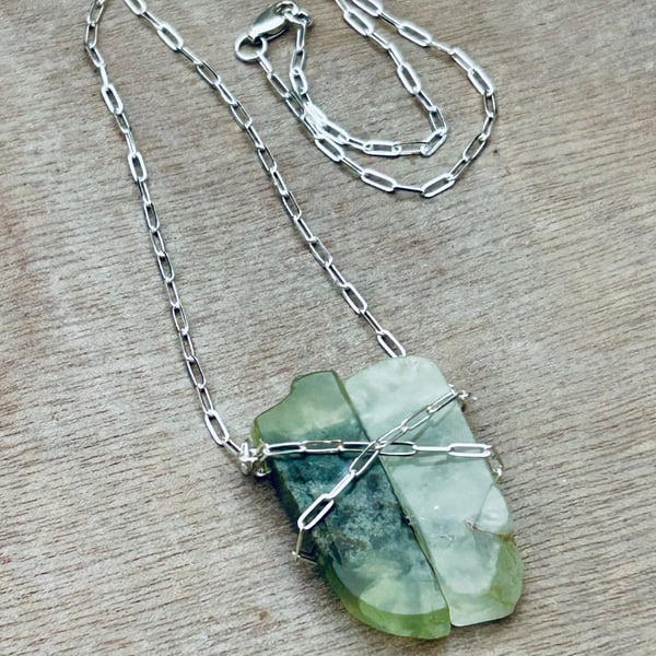 Prehnite and Silver necklace