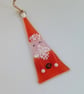 Santa Christmas tree ornament, fused glass Xmas decoration, festive decor. 