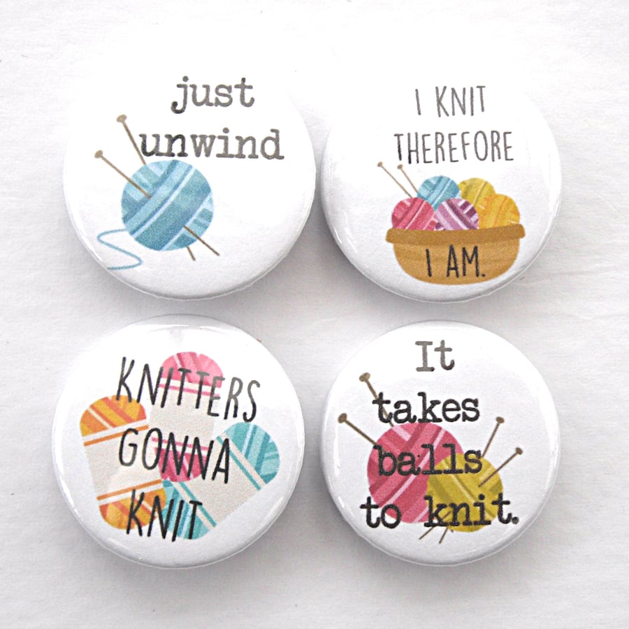 Set of 4 knitters badges 