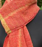 Handwoven Scarf in Reds, Orange and Green - Image 4