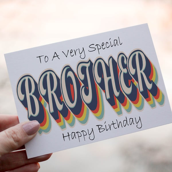 Retro Brother Birthday Card, Card for Brother, Special Brother Birthday Card