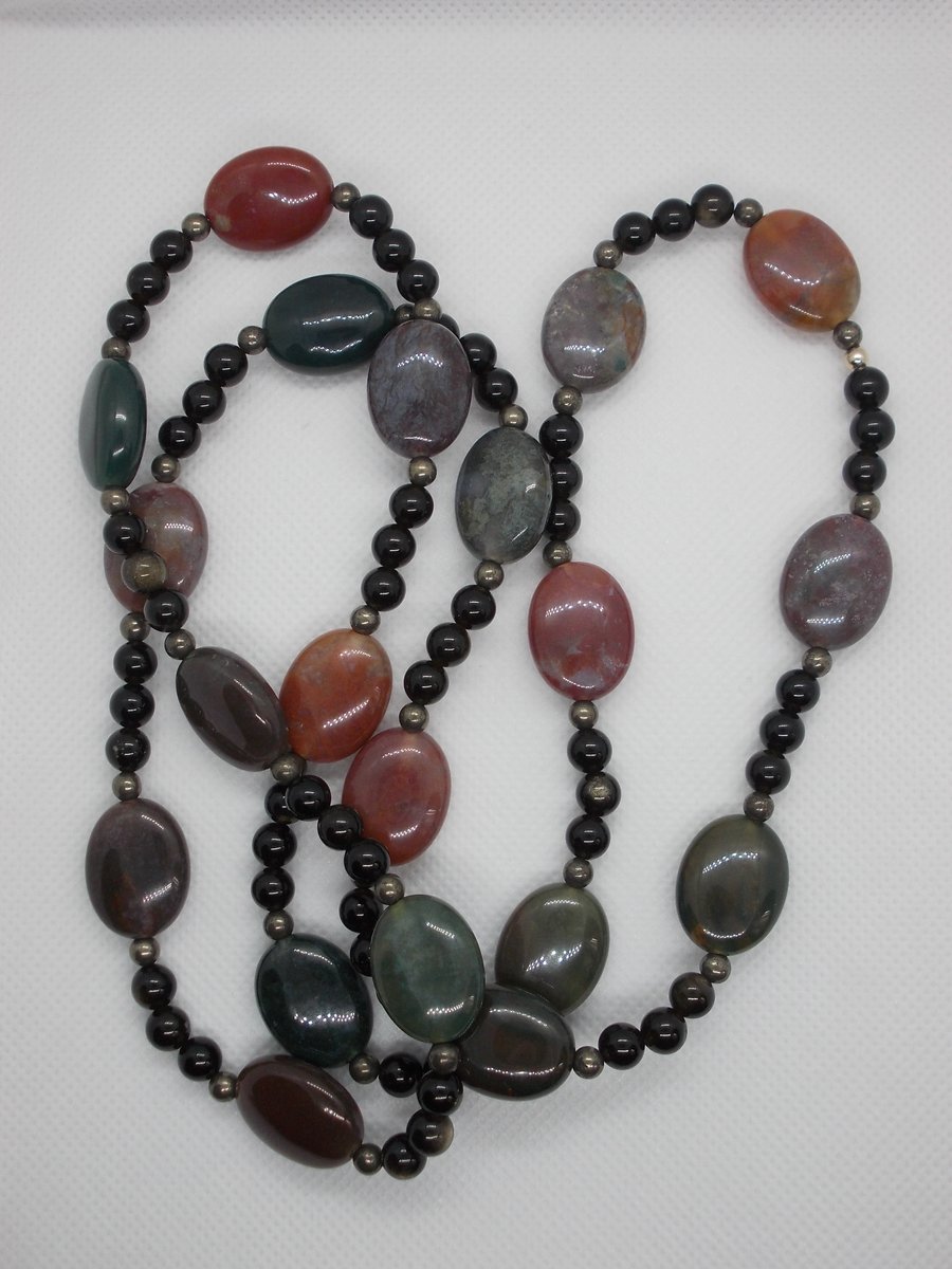 Jasper, Agate and Pyrite necklace