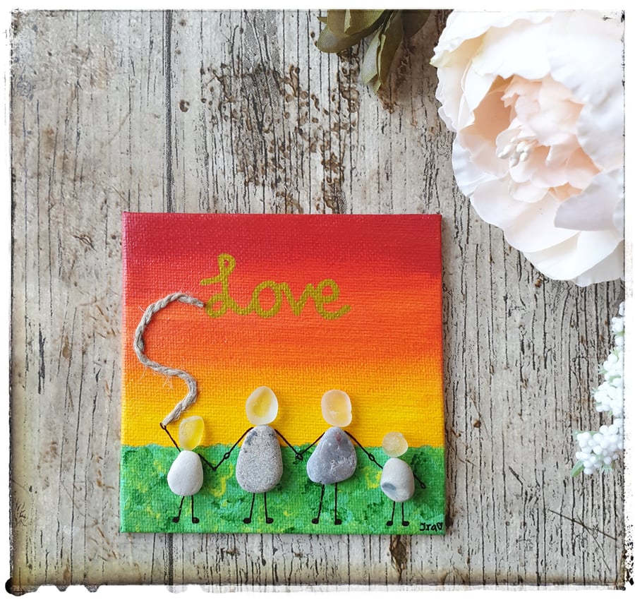 Seaglass and pebble art "Love part 1 - Family"