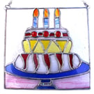 Cake Stained Glass Suncatcher Handmade 002 