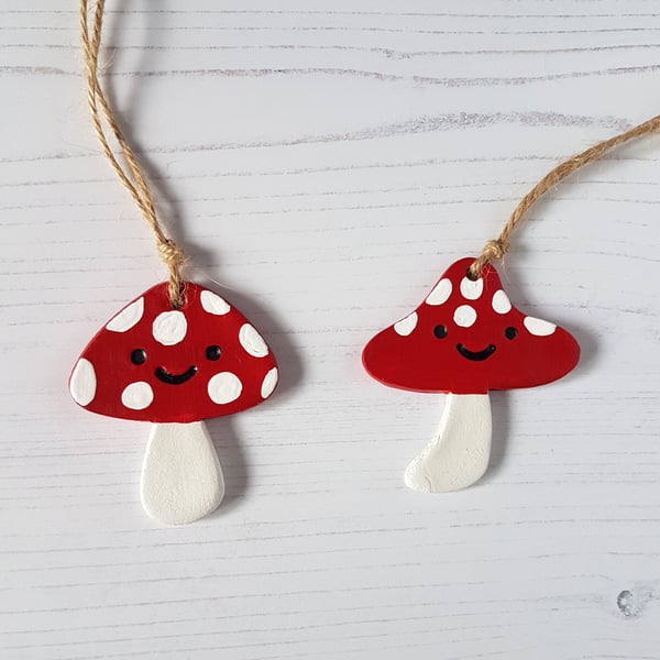 Smiley Toadstool hanging decoration, choose your style
