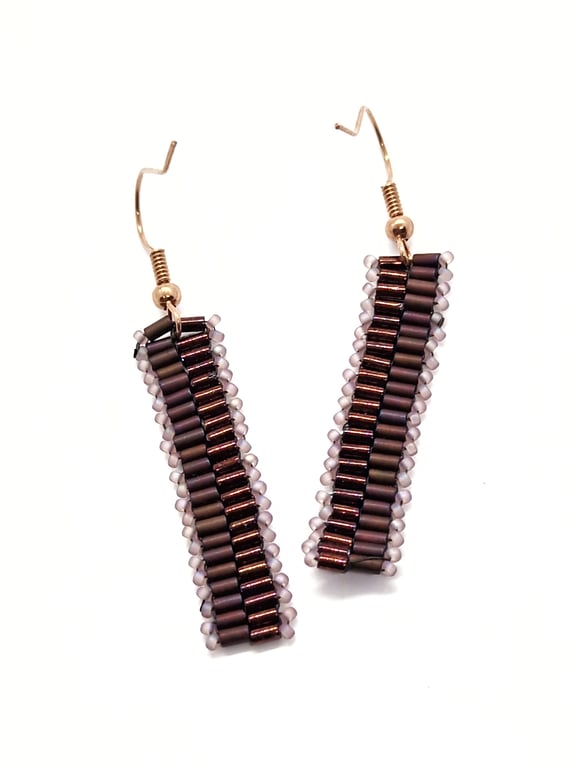 Earthy browns and pinks unique beaded earrings