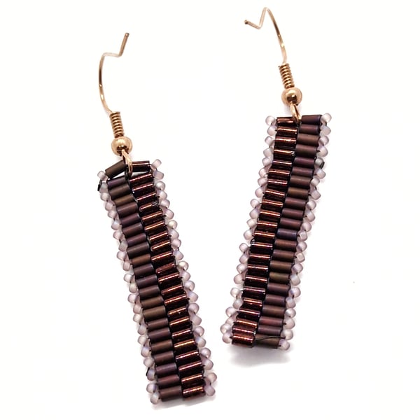 Earthy browns and pinks unique beaded earrings