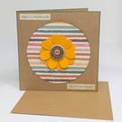 Handmade birthday card with large flower and buttons embellishment 