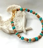 Turquoise & Natural Coconut Shell Beads Bracelet