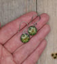 Sycamore Flower Resin Earrings, Green, 304 Stainless Steel, Made in Scotland - Image 3