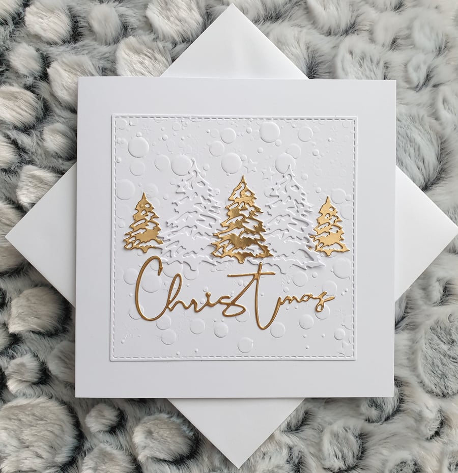 Christmas Card- Gold Christmas Trees