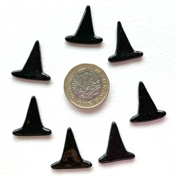Pack of 7 witches hats made with Bullseye 90coe glass, halloween