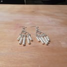 cream pearl drop sterling silver earrings boho hippie chic