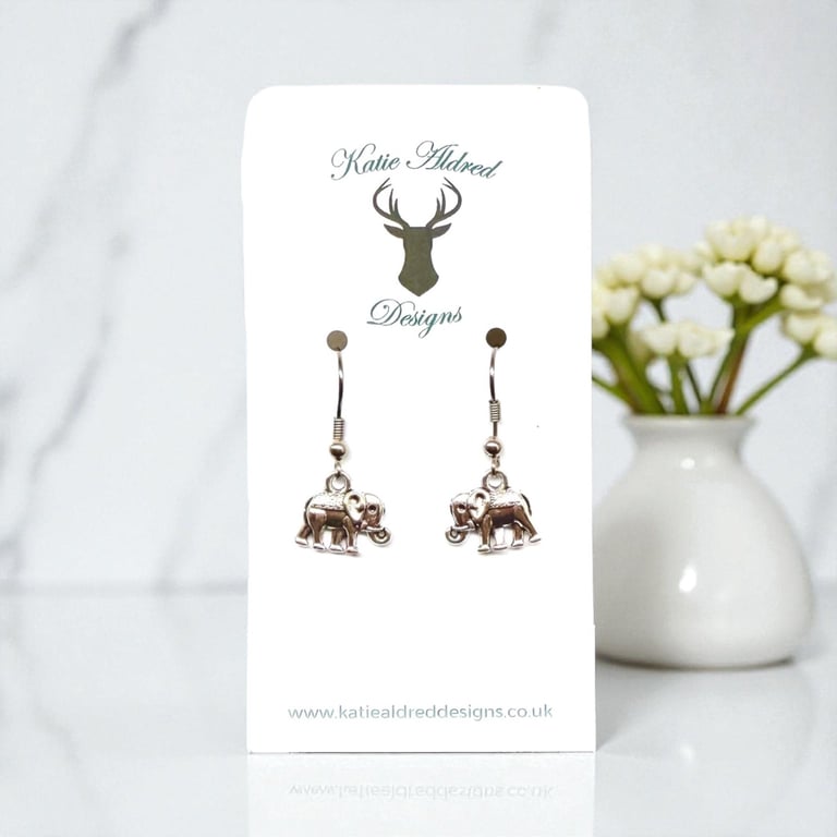 Charm Earrings - Silver Elephant