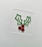 Wire Holly Christmas Card - Handmade - Paper Greeting Card - Holiday Card - Image 1