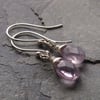 Simple Silver Wrapped Amethyst Earrings