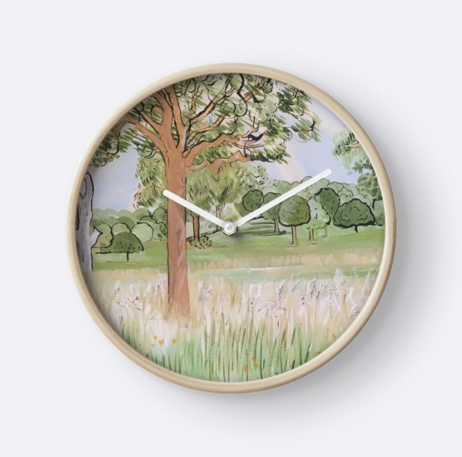 Beautiful Wall Clock Featuring The Painting ‘In Pursuit Of The Pastoral’
