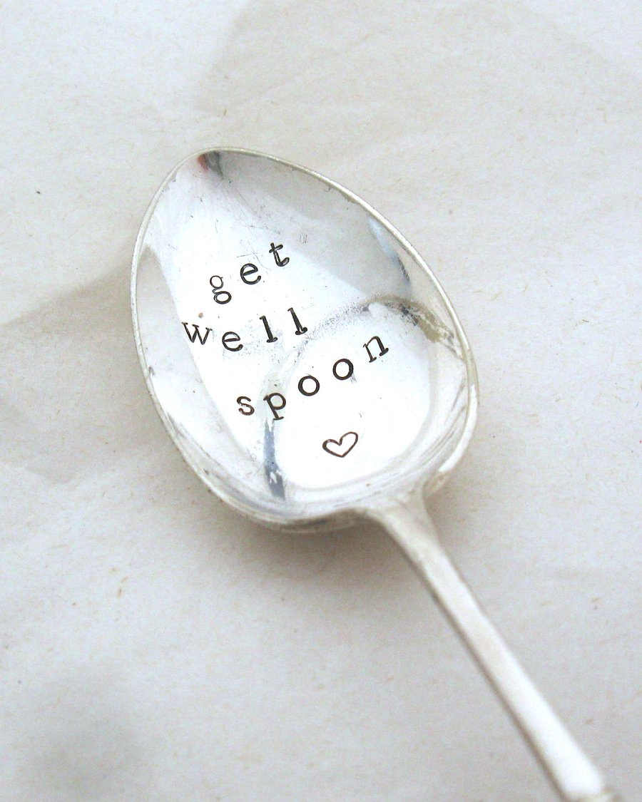 Get Well Spoon, Hand Stamped Teaspoon