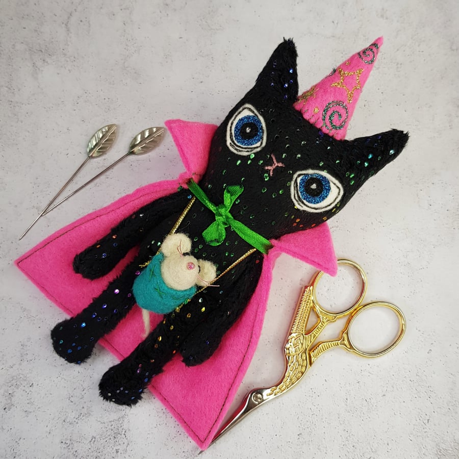 Wizard Cat Art Doll Pink