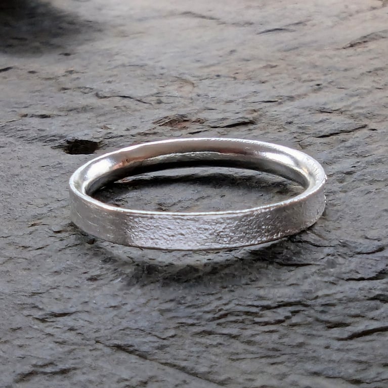 Sterling Silver heat fire textured ring, Handmade Urban Jewellery Design