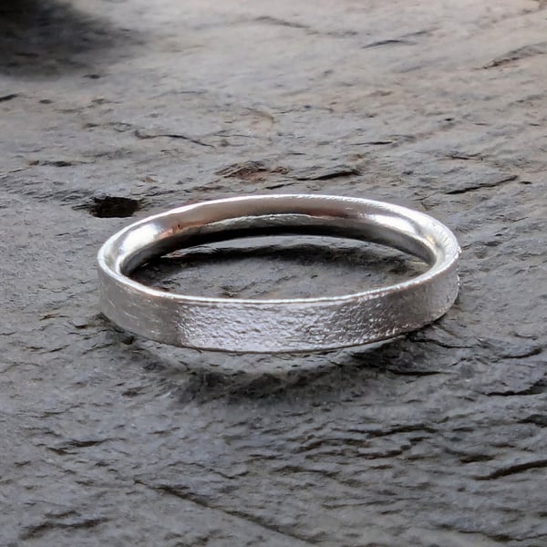Sterling Silver heat fire textured ring, Handmade Urban Jewellery Design