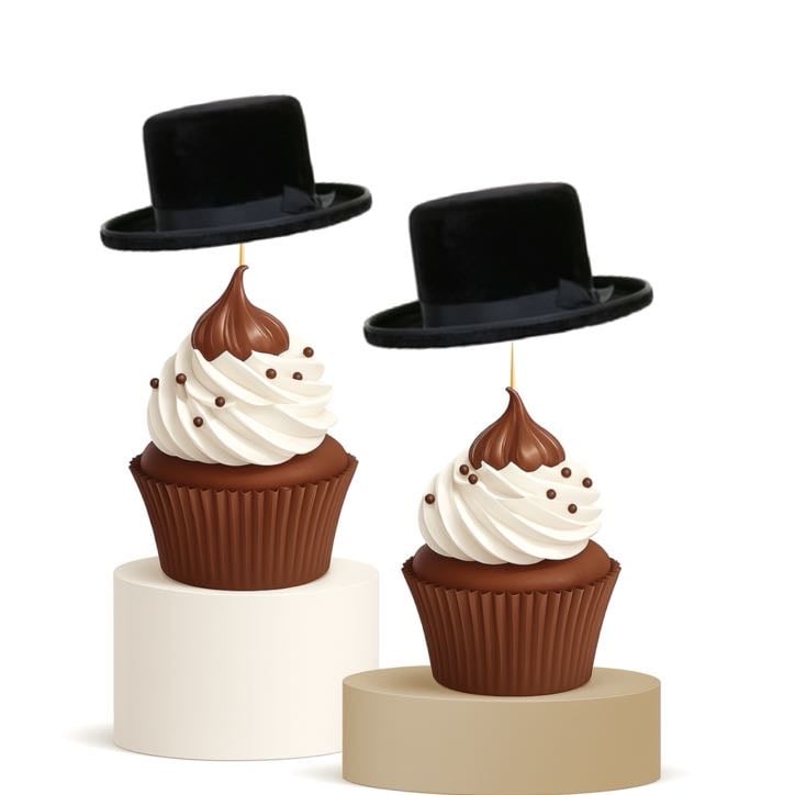 Bar Mitzvah Cupcake Toppers 15pk Black Hat Chassidic Theme Party Decor