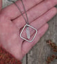 Scottish Sea Glass and Recycled Sterling Silver Square Necklace, White - Image 2