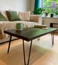 Handmade Rustic Solid Wood Coffee Table - Metal Hairpin Legs - Image 6