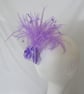 Lilac Regency Soft Floaty Feather & Crystal Bow Fascinator Comb Headpiece - Image 2