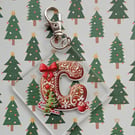 Clear acrylic Christmas keyring "C"