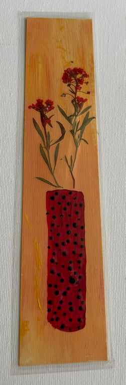 Handmade bookmark. Double sided, original artwork .floral design 